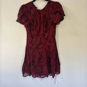 Reformation Lula Floral Mini Dress Paramour Fit & Flare Red Black